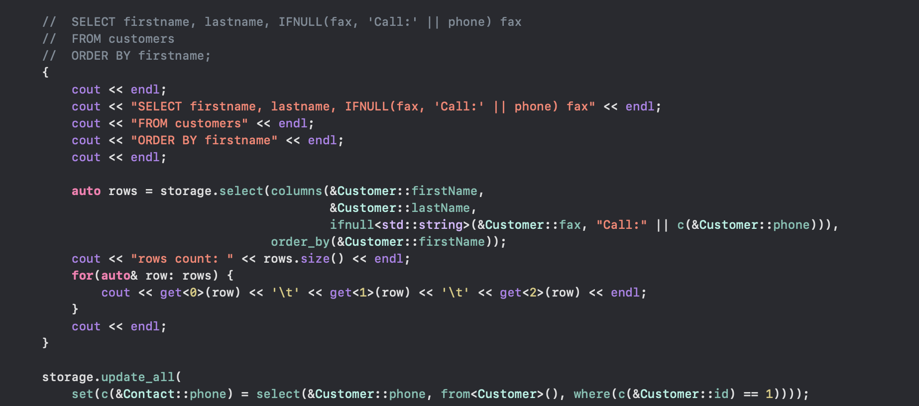 SQLite ORM